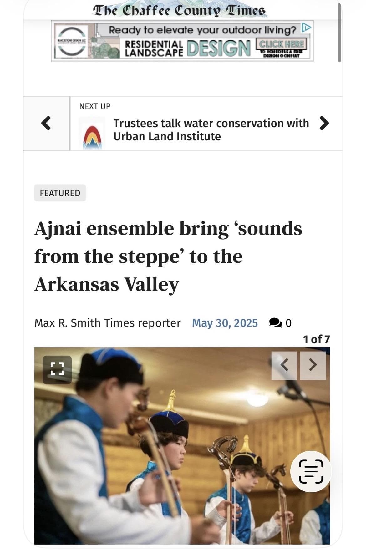 Photograph from the Ajnai Ensemble appearance at Silver Cliff Ranch.