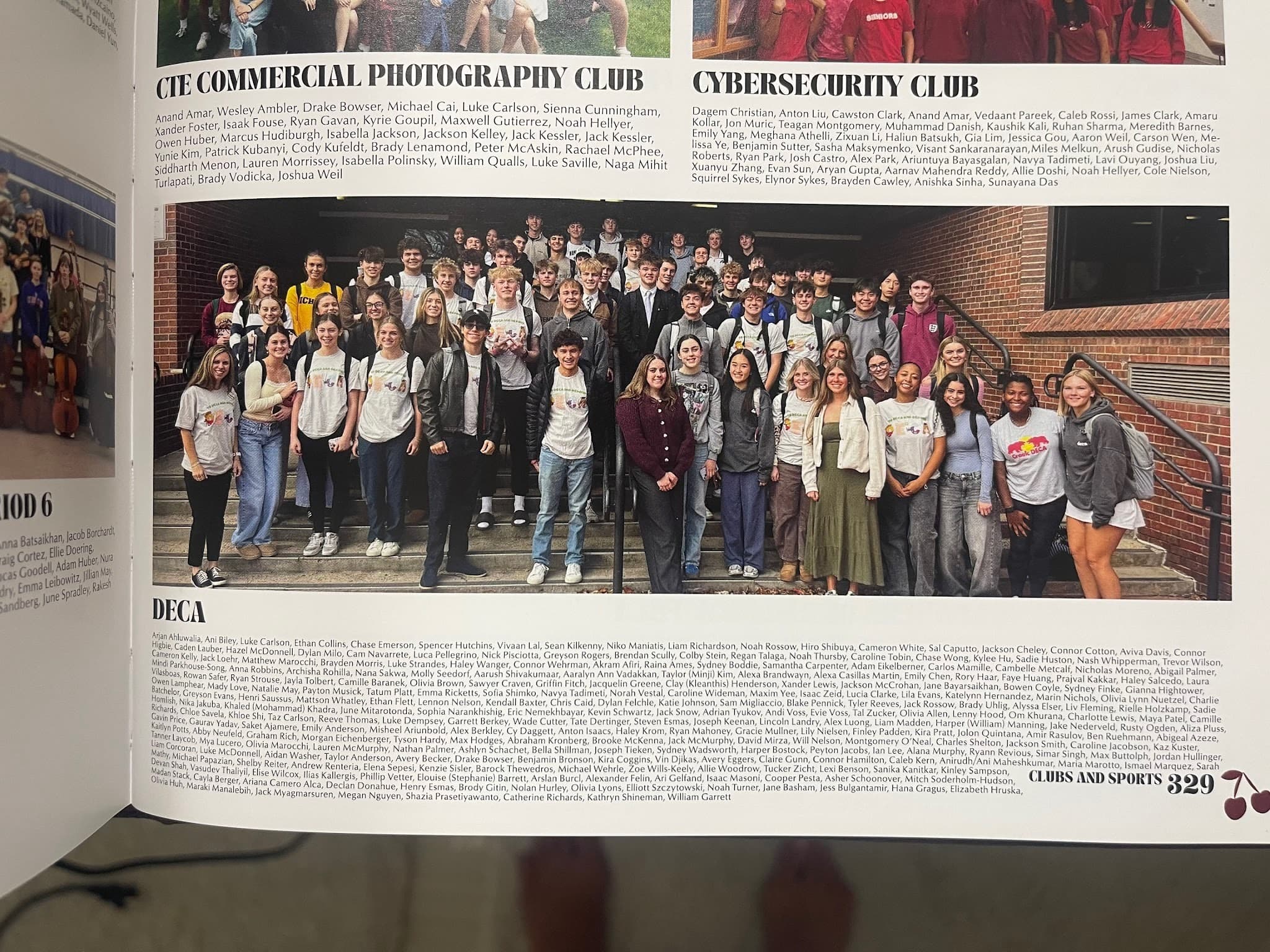 Yearbook page for DECA.
